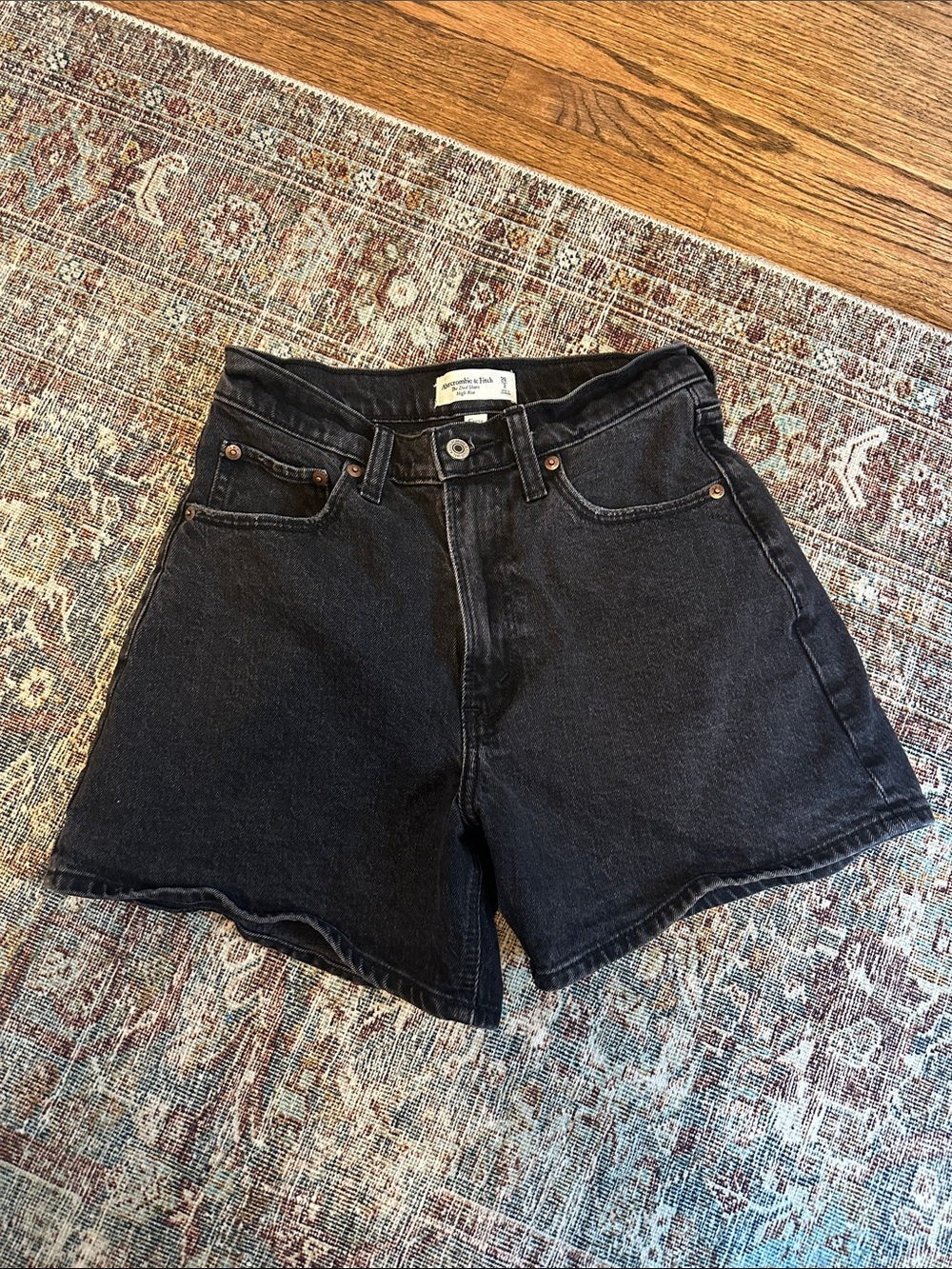 Abercrombie & Fitch Black High-Rise Denim Shorts